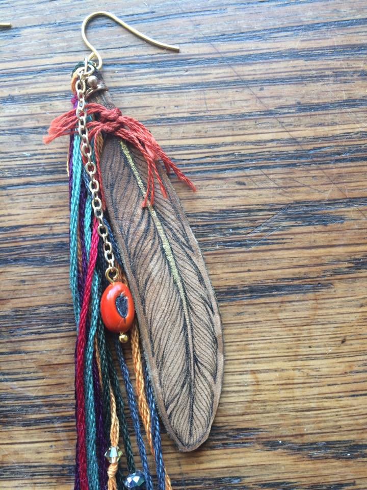 Leather Feather earrings