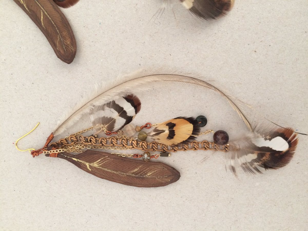 Earthy Leather Feather earrings