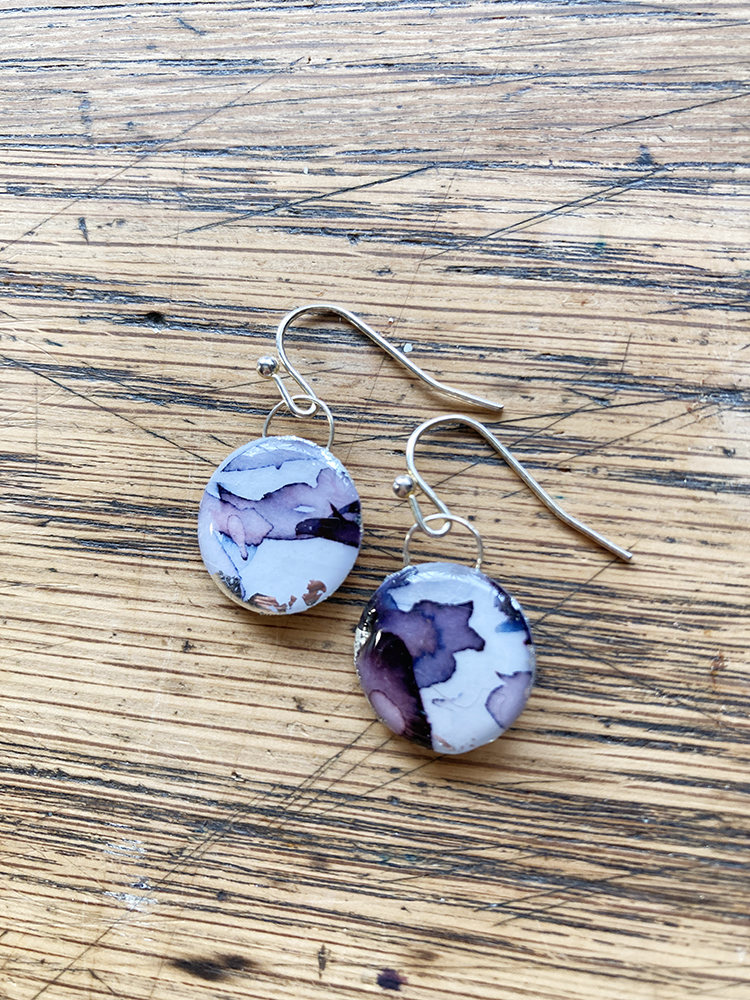 Silver Ink-blot earrings 