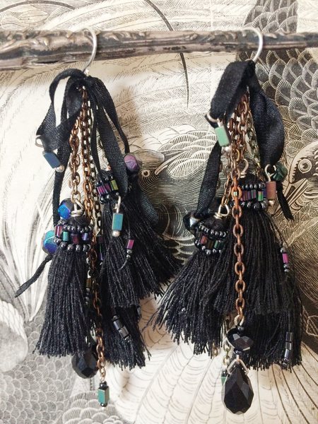 Black Tassle Earrings